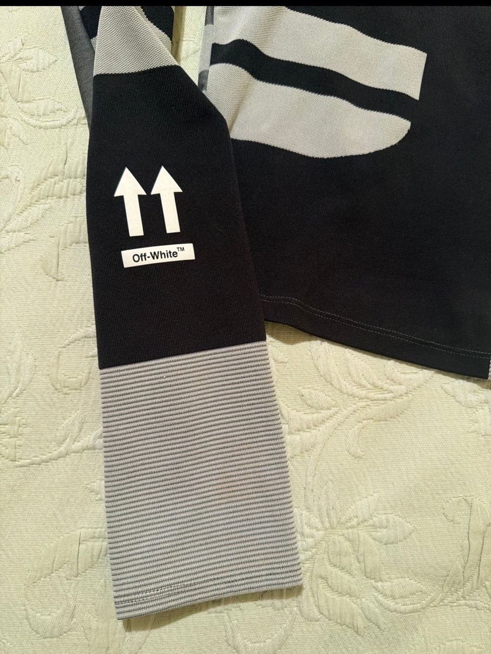 Nike x Off-White 2019 Virgil Abloh Gray Black Long Sleeve Crop Top Large - Picture 3 of 6